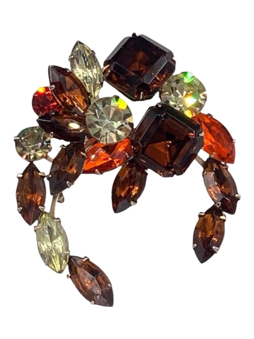Stunning Vintage Topaz Rhinestone Swag Brooch